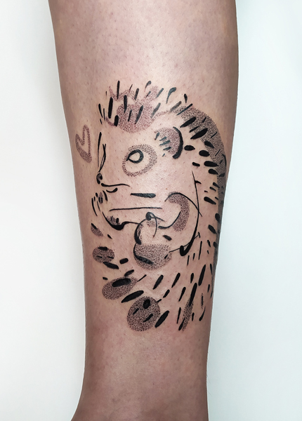 Ce que je tatoue : photographie d'un tatouage d'un hérisson