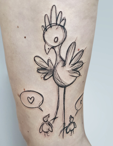 Ce que je tatoue : photographie d'un tatouage de poule